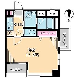 ブルソール信濃町 1Kの間取図画像