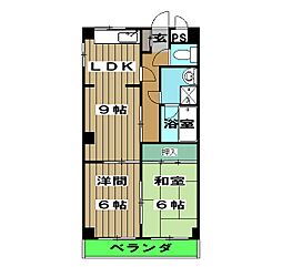 ブリンダルダイキ 2階2LDKの間取り