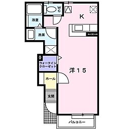 イグレック藤の森 1階ワンルームの間取り