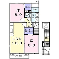 ヴェルーヂヴィラ2 2LDKの間取図画像