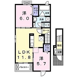 ベレットＯＴＳＵＮＡ 2階2LDKの間取り