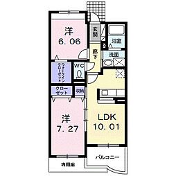 ブローテ 1階2LDKの間取り
