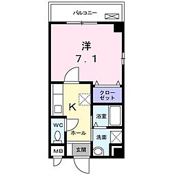 光 3階1Kの間取り