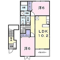 H&M木村 2LDKの間取図画像