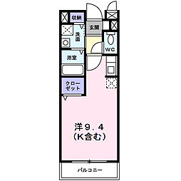 JR山陰本線 園部駅 徒歩28分の賃貸アパート 2階ワンルームの間取り