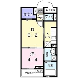 JR片町線(学研都市線) 大住駅 徒歩8分の賃貸マンション 4階1LDKの間取り
