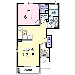 クレメントパークB 1LDKの間取図画像