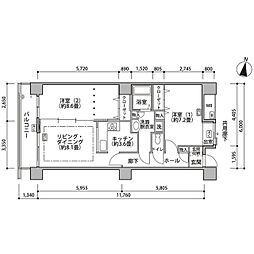 東京メトロ有楽町線 辰巳駅 徒歩9分の賃貸マンション 7階2LDKの間取り