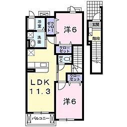 ヴィラ・ノーブル 2階2LDKの間取り