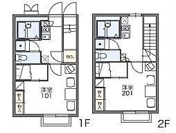 JR高崎線 倉賀野駅 徒歩32分の賃貸アパート 1階1Kの間取り