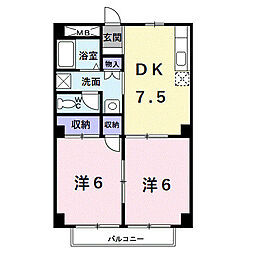 コミィニュティープラーザ 2DKの間取図画像