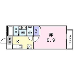 サンライト上桂 2階1Kの間取り