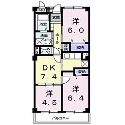 グローリアス・ヒル 3階3DKの間取り