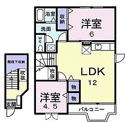コーポ石川A 2LDKの間取図画像