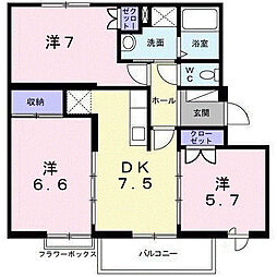 関東鉄道常総線 新守谷駅 3.2kmの賃貸アパート 2階3DKの間取り