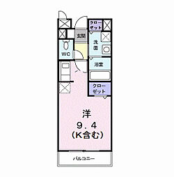 JR山陰本線 園部駅 徒歩28分の賃貸アパート 2階ワンルームの間取り