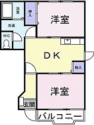 クレストール鞠子 2DKの間取図画像