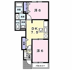 ブライト　メゾン 1階2DKの間取り