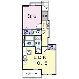 ブリリアント　Ｋ 1階1LDKの間取り