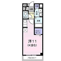 シャルマン 1階1Kの間取り
