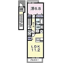 サン．エミリオン 2階1LDKの間取り