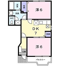 メゾン・ド・ボヌール 2DKの間取図画像