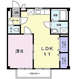 四日市あすなろう 小古曽駅 徒歩9分の賃貸アパート 1階1LDKの間取り