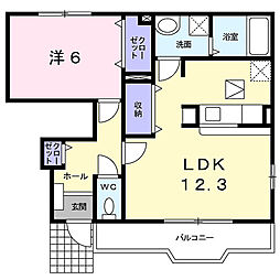 リヴィエールＴ 1階1LDKの間取り