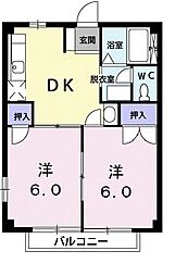 ニューシティコスモ3 2DKの間取図画像