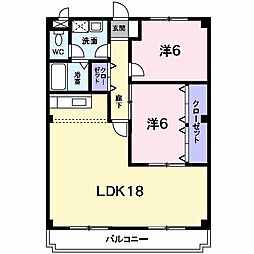 京阪本線 橋本駅 徒歩19分の賃貸マンション 3階2LDKの間取り