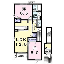 レフレールＢ 2階2LDKの間取り