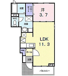 パークサイド 1階1LDKの間取り