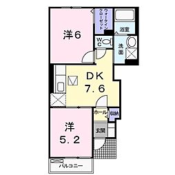 フレスコ2 2DKの間取図画像