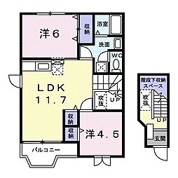 メゾン・ド・リープパルクＢ 2階2LDKの間取り