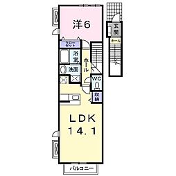 ツイン・フォレスト 2階1LDKの間取り