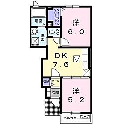 アヴニール・ブリエ弐 1階2DKの間取り