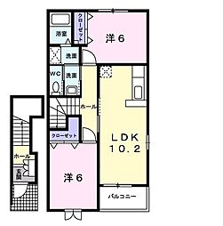 ブリズIV 2階2LDKの間取り