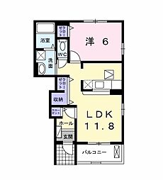 エピナールＤ 1階1LDKの間取り