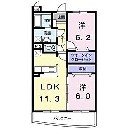 ファースト　ブリッジ上青山 3階2LDKの間取り