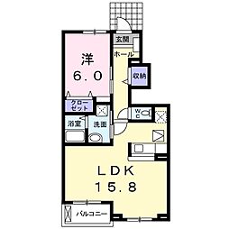 カーサ　パストラル 1階1LDKの間取り