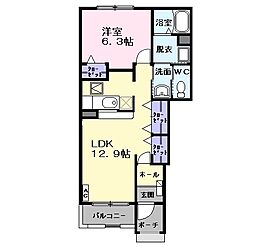 ウエストパークC 1LDKの間取図画像
