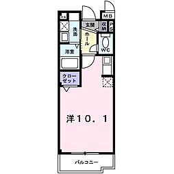 京阪本線 石清水八幡宮駅 徒歩17分の賃貸マンション 2階ワンルームの間取り