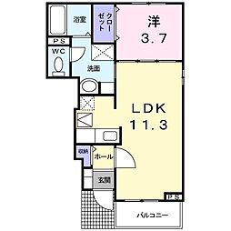 プリート・カーサ 1LDKの間取図画像