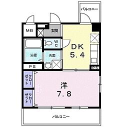 シャトレエレガン 1DKの間取図画像