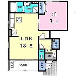 東武東上線 志木駅 バス16分 上宗岡四丁目下車 徒歩1分の賃貸アパート 1階1LDKの間取り