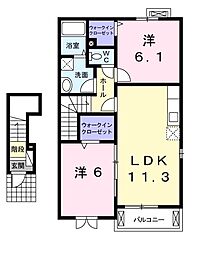 アルモニーB 2LDKの間取図画像