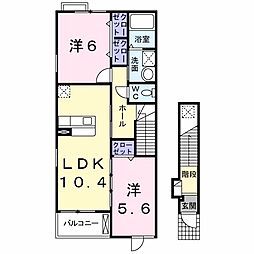 グランデ　サウス　Ｍ 2階2LDKの間取り