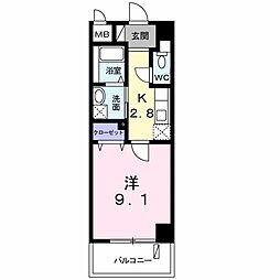 セレノ　パラッツオ 2階1Kの間取り