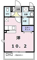 東京メトロ千代田線 町屋駅 徒歩14分の賃貸アパート 2階ワンルームの間取り