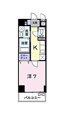 JR中央線 三鷹駅 徒歩15分の賃貸マンション 2階1Kの間取り